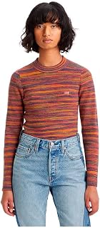 LEVIS Women's Rib Crew Sweater Brandy Stripe Egret NAV