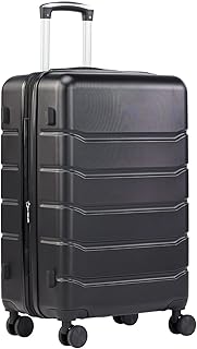Sweetcrispy 20 Inch Carry On Luggage, Suitcase with Spinner Wheels | Expandable, ABS Hard Shell, Lightweight, Rolling, Smooth, TSA Lock, Business Trips, Short Vacations, Charcoal Black
