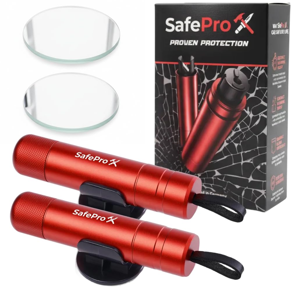 SafePro X Emergency Hammer for Car, Life-Saving Window Breaker & Belt Cutter, Co