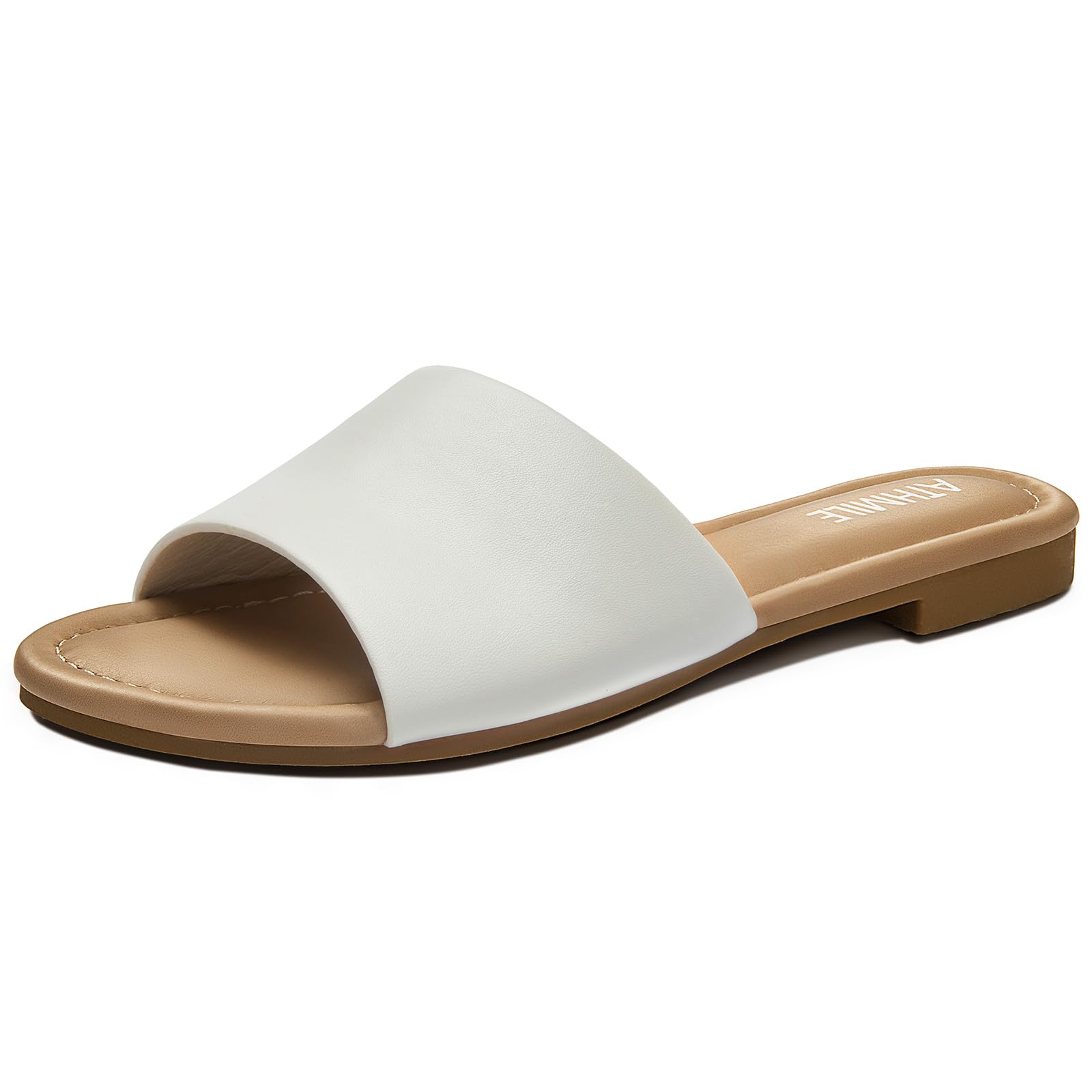 ATHMILE Sandals for Women One Band Womens Sandals Dressy Open Toe Flats