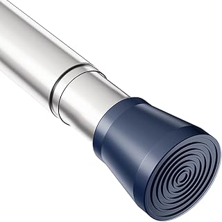 Curtain Poles No Drilling Adjustable Shower Poles Extendable Anti-Slip Ends Tension Rod For Curtain Pole For Wardrobe Bathroom Silver 83-160Cm