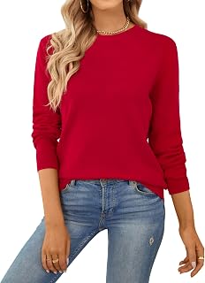QUALFORT Women's Sweater 100% Cotton Soft Knit Pullover Jumper