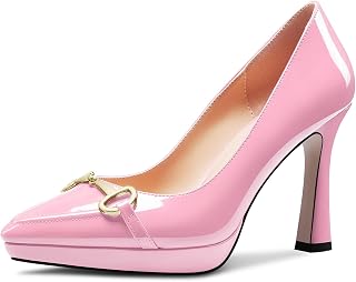 Castamere Women's High Platform Heel Heel Pointed Toe Slip-On Metal Chain Pumps Wedding Office Casual 10 CM Heels