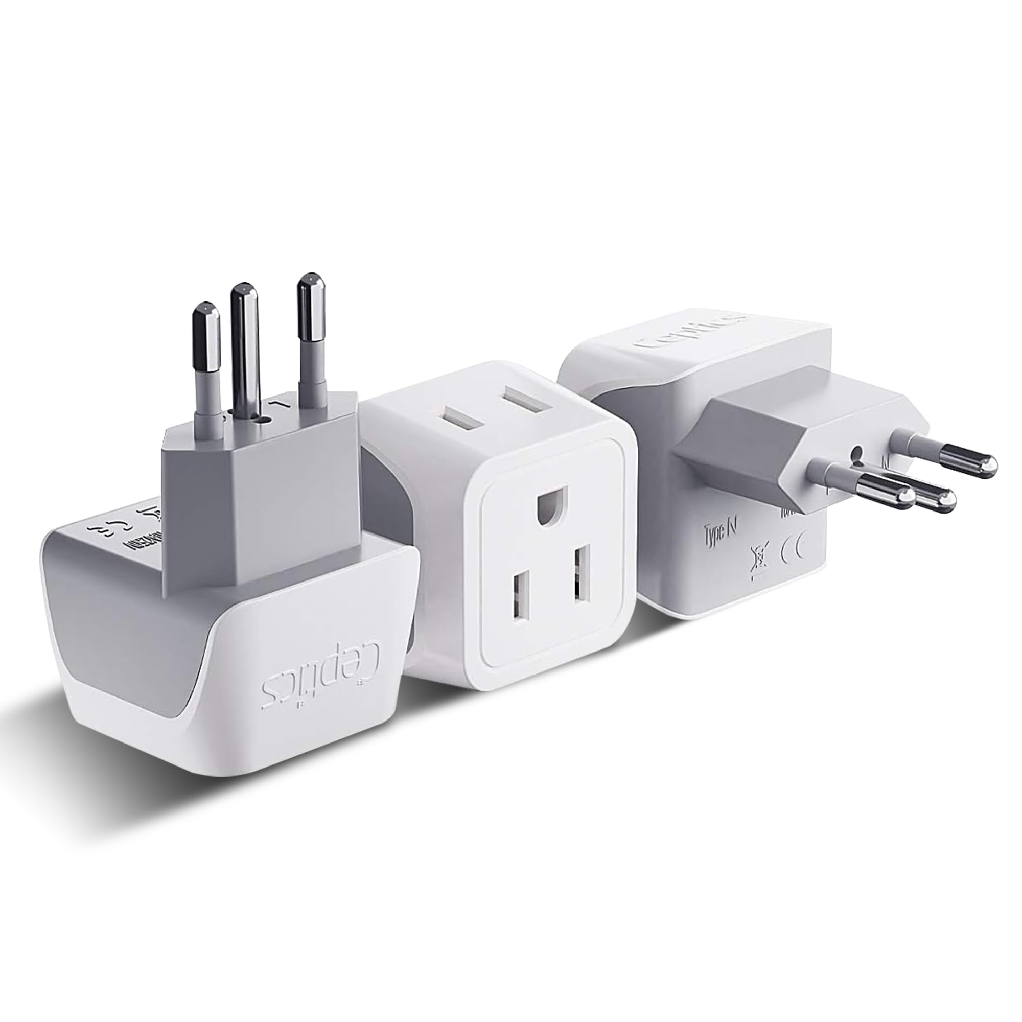 Ceptics Brazil Travel Adapter Plug with Dual USA Input - Type N (3 Pack - Ultra 