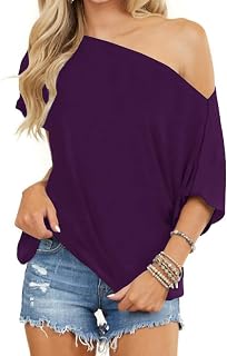Eniloyal Womens Cold Shoulder Tops Short Sleeve Loose Fit Batwing Summer Going Out Blouse Oversized Tunic Tops