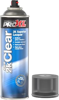 ProXL 2K Clear Coat Lacquer Spray - 500 ml | Crystal Clear, High Gloss Finish | Easy Apply | Scratch & Chemical Resistant | High Gloss Retention | Polishable After 24 Hours | Vari Nozzle Included
