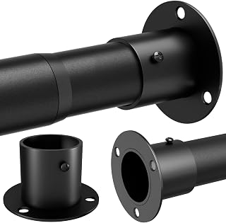 Wardrobe Pole, Wardrobe Rail Adjustable Clothes Rail with Screws and Sockets, Hanging Rod for Wardrobe and Bedroom, 27-42CM/Diameter 25MM，Black