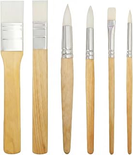 6 Pack Nylon Stencil Brushes Set, Wood Handle for Stenciling, Watercolor & Acrylic Paint 6 Sizes for Fabric, Canvas, Detail Work & DIY Crafts