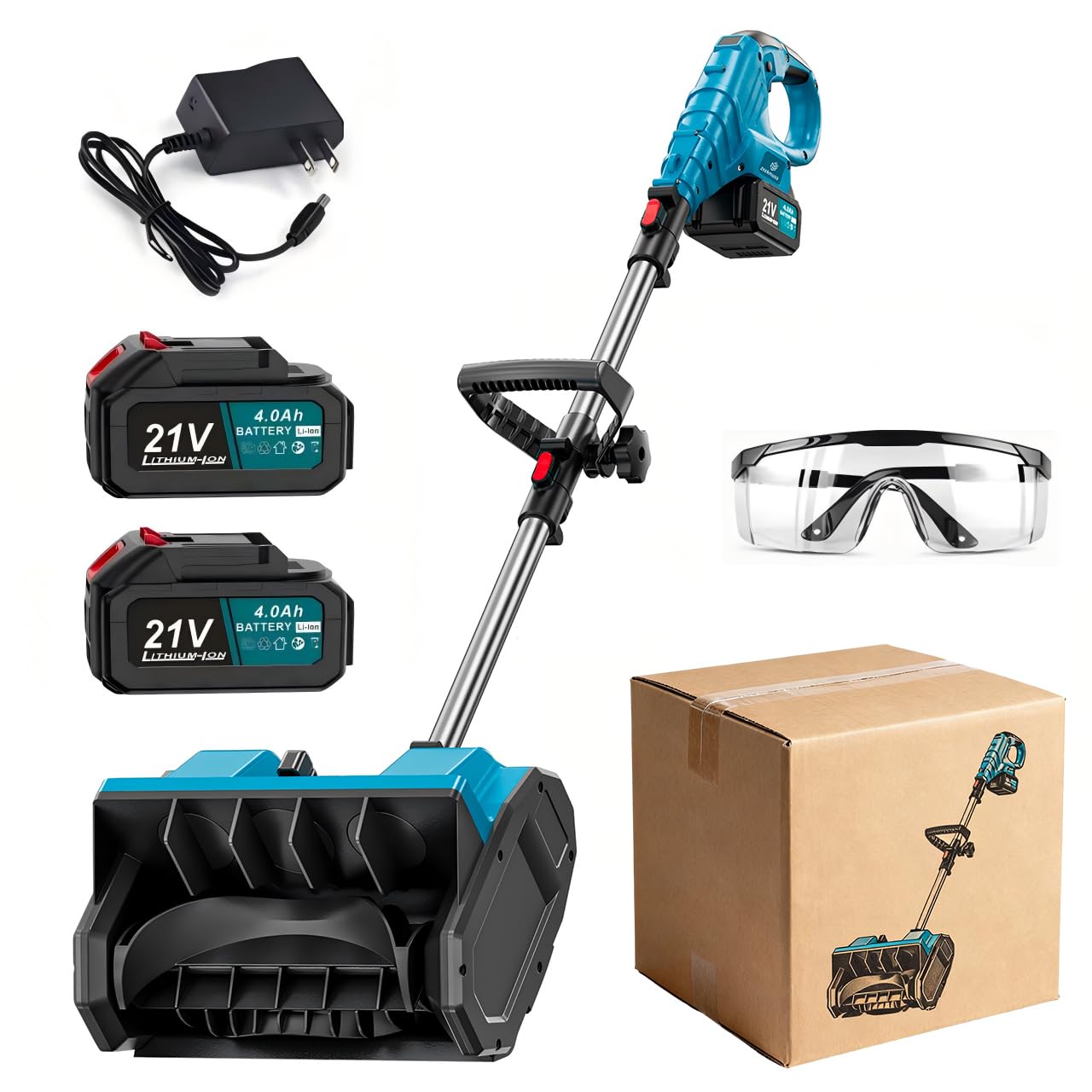 ZEEKMUSS 21V Cordless Snow Blower Set, 13-Inch Electric Snow Shovel with Brushle