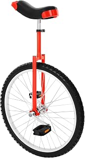 CRYBY 24inch Unicycle, Outdoor Indoor Unicycle Tire Wheel Cycling Adjustable Height 32'' to 37'', Weight Capacity 440.9lbs Balance Bike One Wheel Bike with 2 Pedals