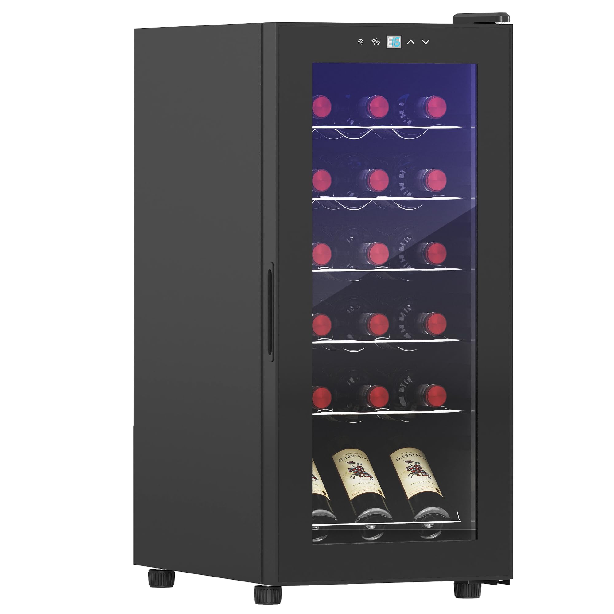 HOMCOM 50L Wine Cooler 18 Bottles 5-18° Freestanding Wine Fridge Black | Glass D