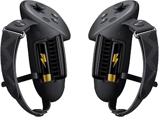 AMVR Upgraded Non-Slip Controller Grips with Battery Opening for Quest 3/3S | Comfortable Silicone Protective Cover with Secure Adjustable Knuckle Strap, Stable Signal