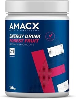 AMACX Energy Drink Pulver für Ausdauersportler, Isotonisches Sport Getränkepulver + Electrolytes – 1kg – Elektrolyte, Glukose und Fruktose, Iso Drink ohne künstliche Zusatzstoffe – Waldfrüchte