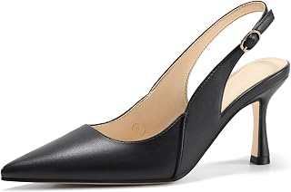 Coutgo Zapatos de tacón de gatito con puntera cerrada y puntiaguda para mujer, zapatos de vestir de boda