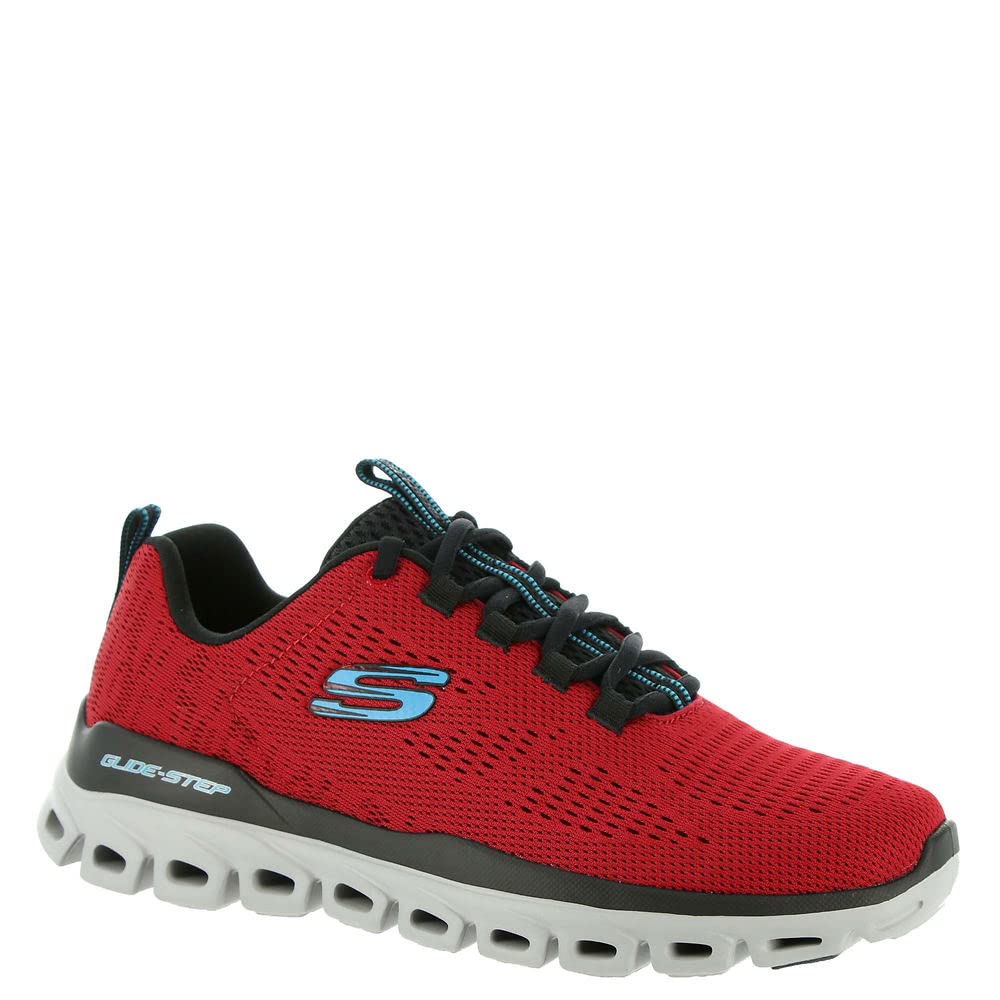 Skechers メンズ Glide Step Fasten Up レースアップスニーカー、ネイビー/ブラック、9.5