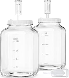 Folinstall 1.5 Gallon Large Fermentation Jars, Wide Mouth Glass Mason Jar | 4.3" Opening, BPA-Free, Food Grade, Pickle jars with 2 Airtight Lids, 3 Airlocks and Measurement Marks, Leakproof Seal, 2PCS