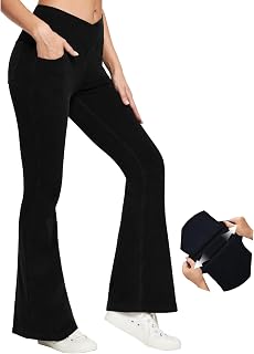 IUGA Stretchy Bell Bottom Jeans for Women Pull On High Waist Flare Leggings