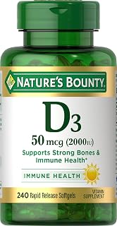 Nature's Bounty Vitamin D3 2000 IU, Immune and Bone Support, 240 Softgels