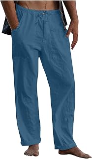 Men's Linen Trousers, Summer Long Casual Pants VDD673
