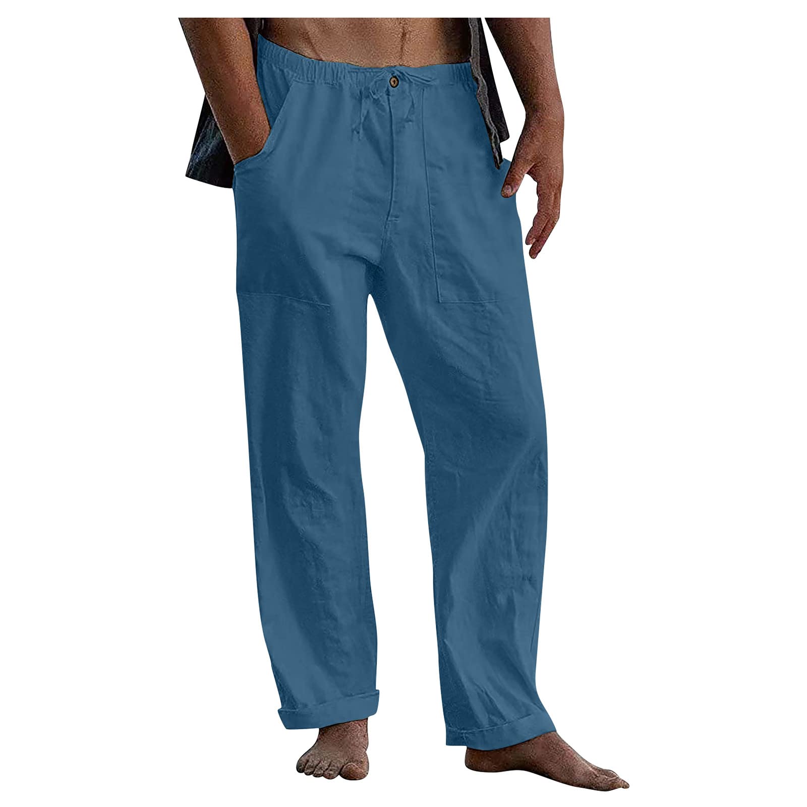 Men's Linen Trousers, Summer Long Casual Pants VDD673