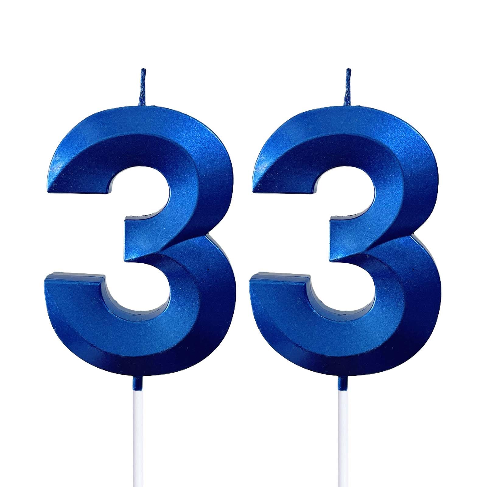 2.76" 33rd Blue 3D Geometric Number Candles