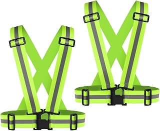 2 Pack Reflective Vest Straps, Adjustable High Visibility Reflective Gear | Lightweight nylon elastic reflector safety straps adjustable fit for night running, cycling, walking, jogging, outdoor