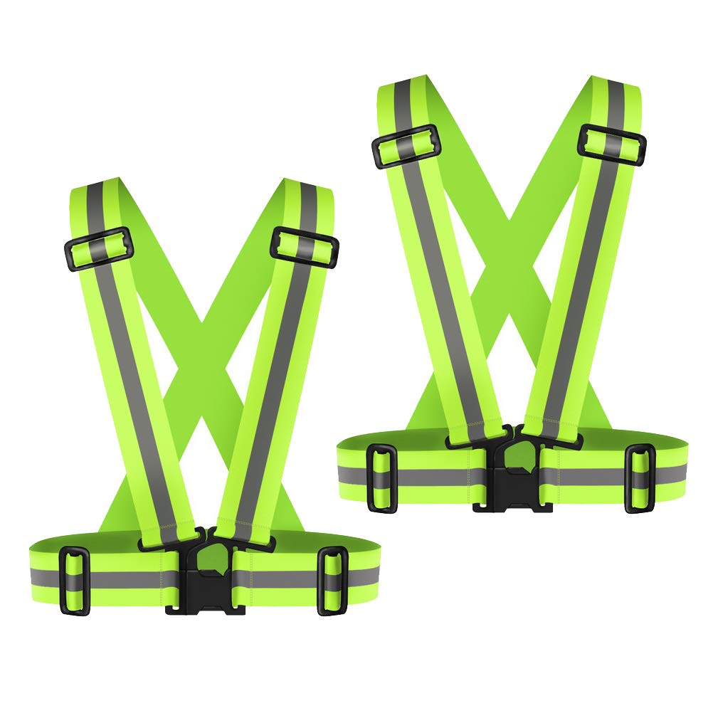 2 Pack Reflective Vest Straps, Adjustable High Visibility Reflective Gear | Ligh