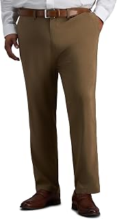 Haggar Men's Cool Right Performance Flex Straight Fit Flat Front Pant Regular Big & Tall Casual Trousers