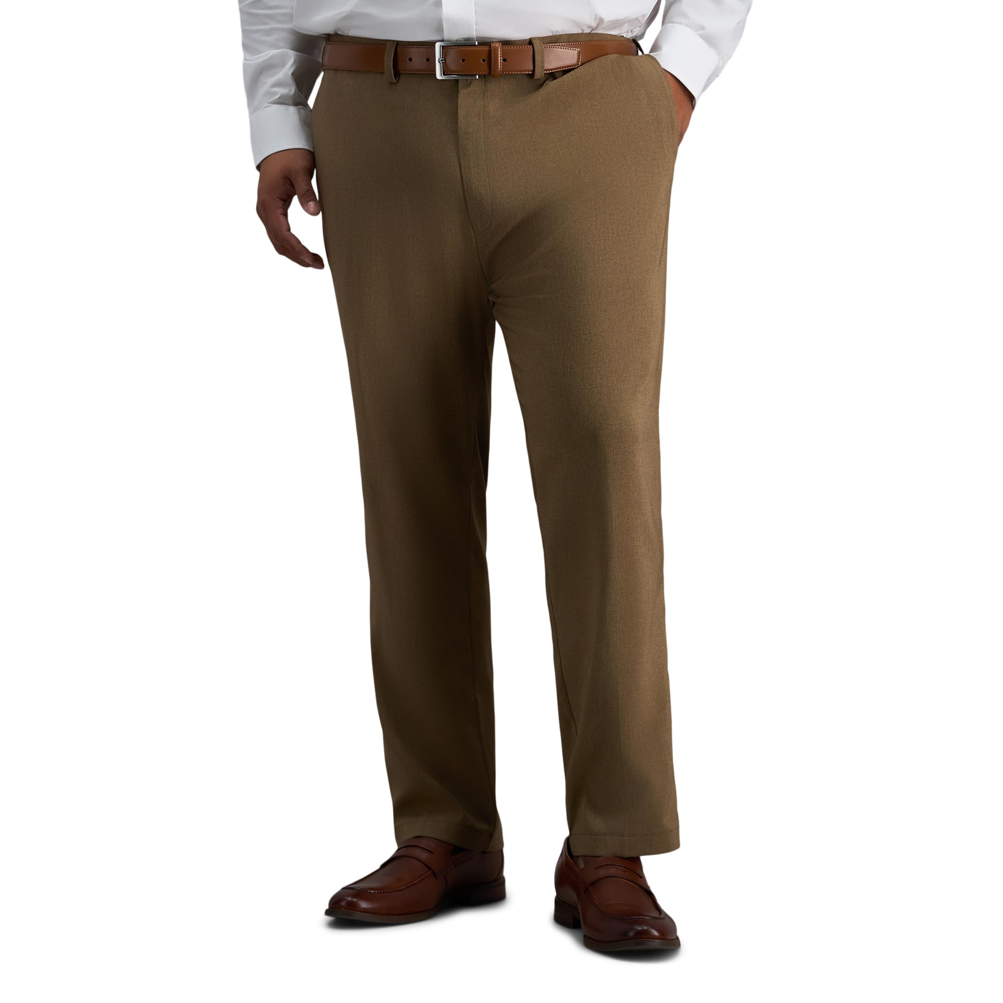 Haggar Men's Cool Right Performance Flex Straight Fit Flat Front Pant Regular Bi