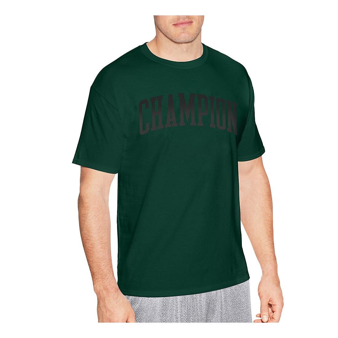 Champion Classic Jersey Script Men's Blackout T-Shirt, Dark Green Tall Arch, S