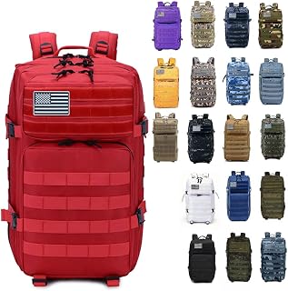 gracedon Tactical Backpack - Military Molle Bag 3 Days Pack for men and Women Large Assault Rucksack 25-45L (Red)