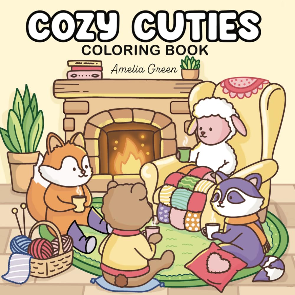 Cozy Cuties: Coloring Book for Adults and Teens Featuring Adorable Animal Charac