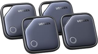 UGREEN FineTrack 4 Pack Tracker Tag Compatible with Apple Find My | Air Tracker Tag with 2-Year Replaceable Battery, 80dB Alarm Volume, Bluetooth Finder for Keys, Wallet, Luggage, Suitcase and