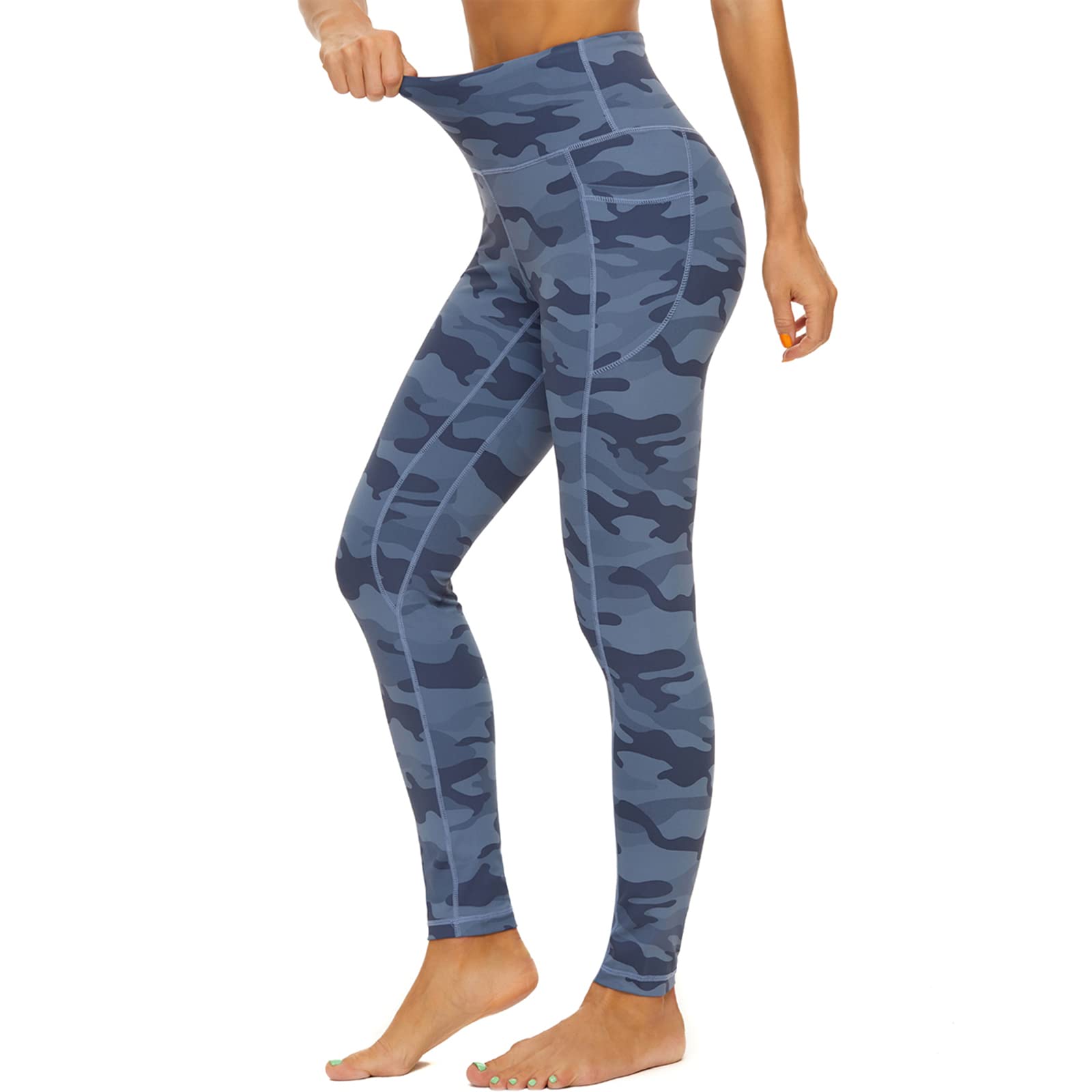 Devirld Womens Leggings with Pockets Tummy Control, High Waisted Yoga Pants Gym 