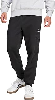 adidas Men's Essentials Feel Cozy Fleece Cargo Pants, Black/White
