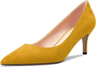 Castamere Women's Needle Medium Kitten Heel 6.5 CM Heels Pointed Toe Pumps Slip-on Classic Cute Office Shoes