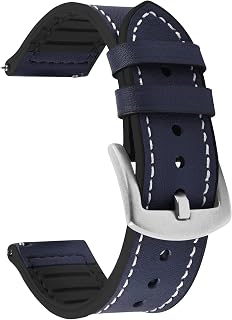 Fullmosa Uhrenarmband 22mm Leder mit Silikon Armband für Damen Herren