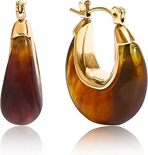 Chunky Gold Statement Colorful Resin Dangle Drop Earrings for Women