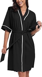 EA'S SECRET Accappatoi corti estivi da donna in 100% cotone, leggero, morbido, lavorato a maglia, con tasche, confezione da 1