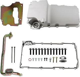 KUNCAIISH 302-1 Aluminum Swap Retrofit Engine Oil Pan | LS Oil Pan Kit Fit for 1955-1987 GM LS1 LS2 LS3 LS6 LSX 4.8L 5.3L 6.0L 6.2L Engines, Low Profile Oil Pan Retro Replacement