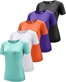 Boyzn Pack of 1, 3 or 5 Pack Women's Quick Dry UPF 50+ Sun Protection T-Shirts for Athletic Exercise Gym Yoga