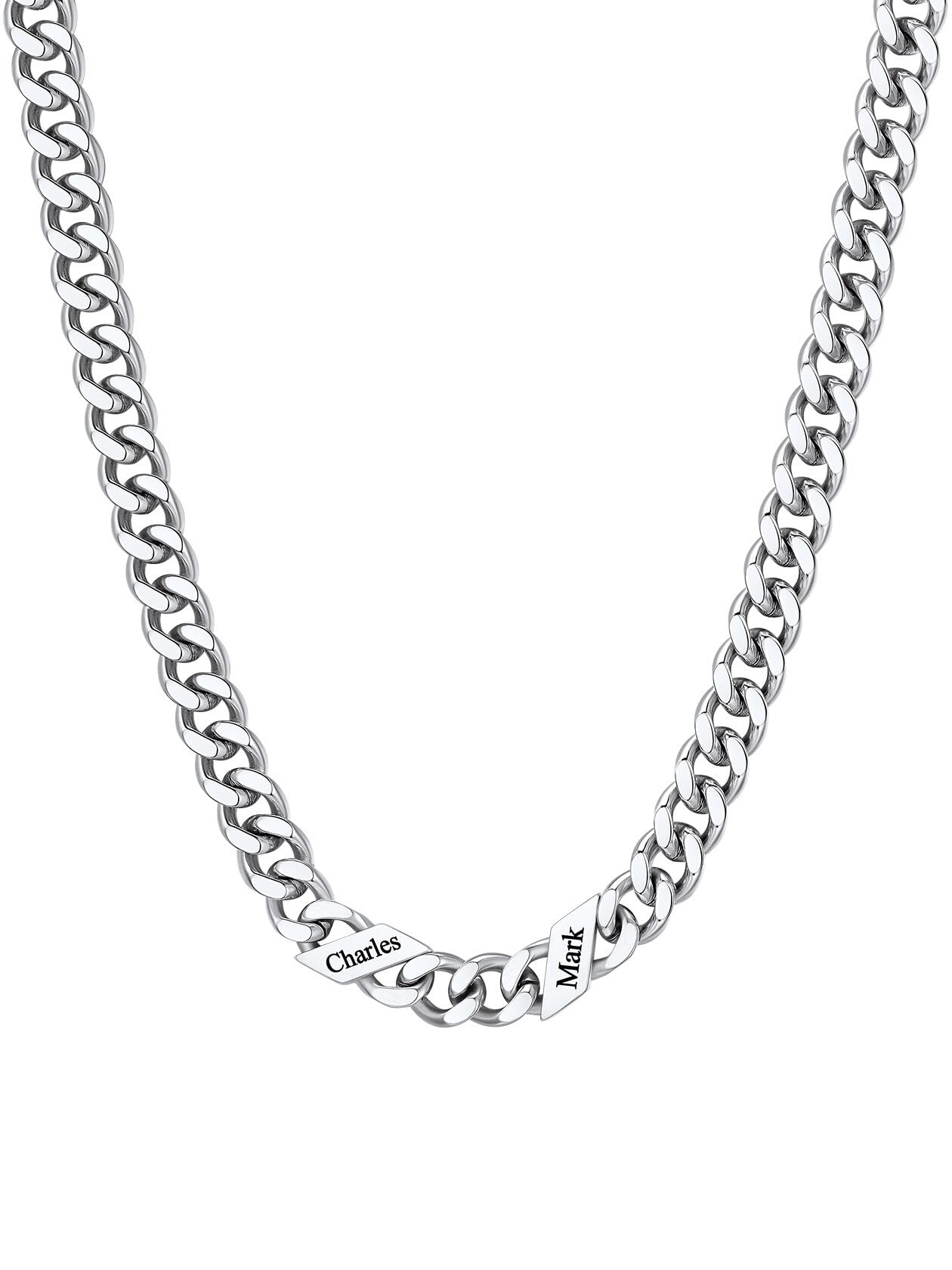 ChainsHouse Cuban Chain Necklace Engraved 1-6 Names Jewelry with Gift Box