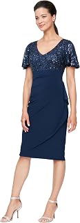 Alex Evenings Women's Plus Size Tea-Length Lace Mock Dress for Special Occasions