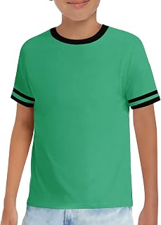 Haloumoning T-shirt a maniche corte per bambini a girocollo estiva a blocchi di colore top magliette alla moda 5-14 anni