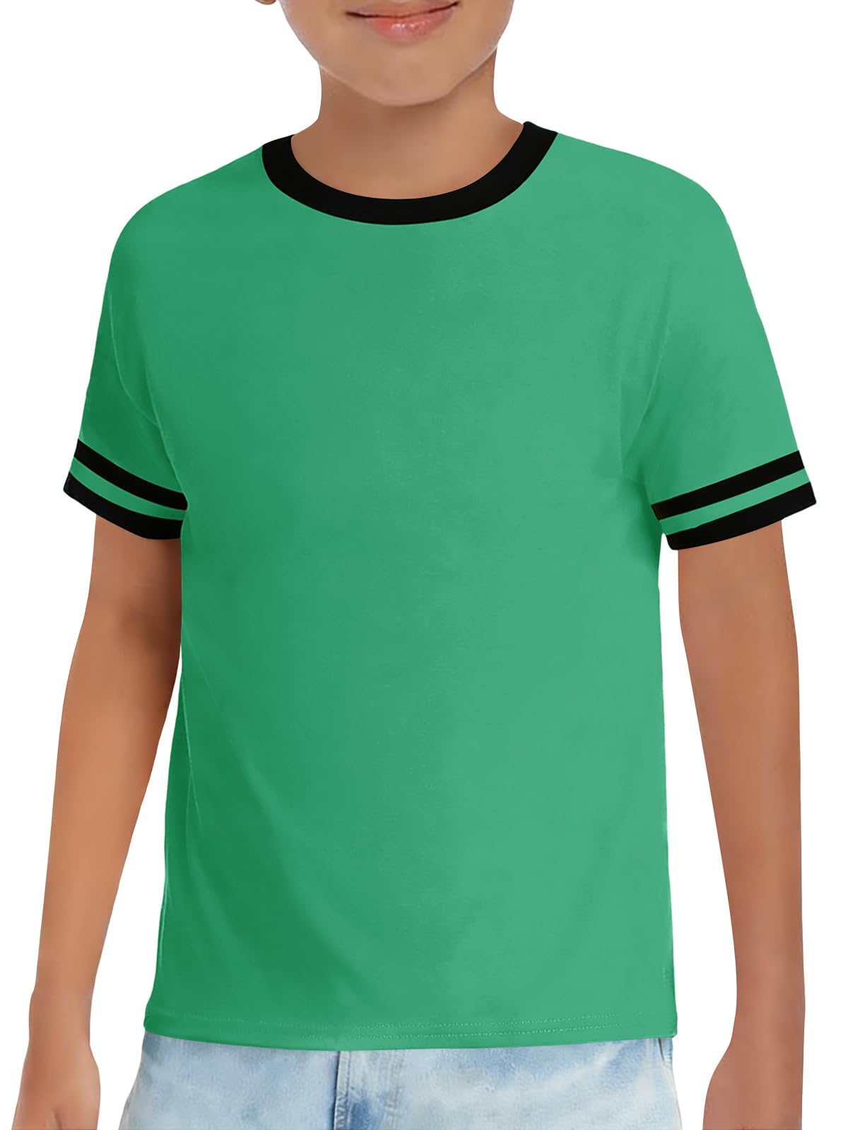 Haloumoning T-shirt a maniche corte per bambini a girocollo estiva a blocchi di 