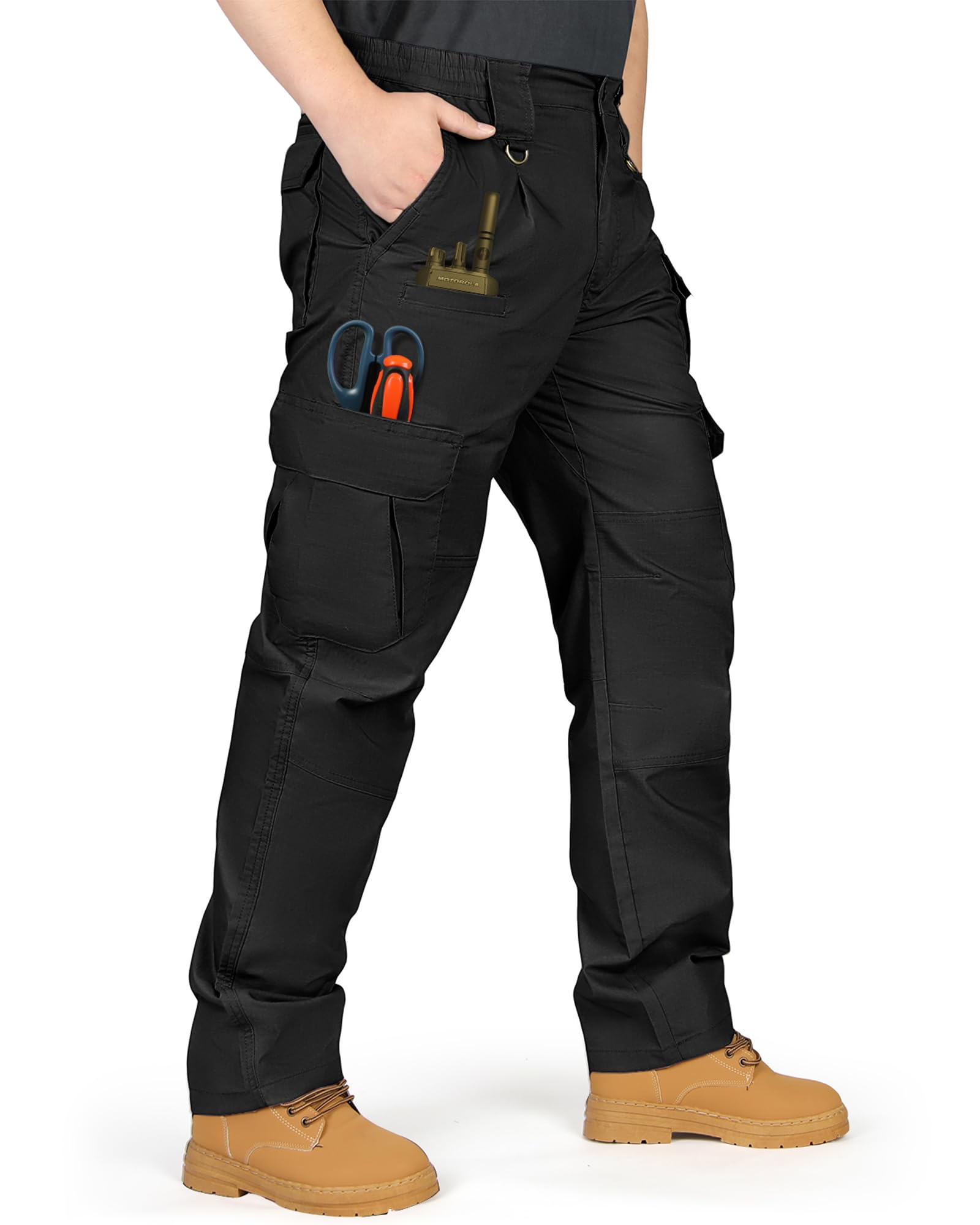 IGOLUMON Mens Work Trousers Mens Cargo Trousers Stretch Fit Multi-Pockets