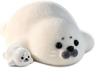 Handmade Taba Squishy Seal Toy, Cute Squishy Stress Relief Fidget Toy | Cute Squeeze Soft Non-toxic Silicone Butter Cheese Dumpling Squishy, Stress Cube Animal Sensory Toy for Kids Adults, White