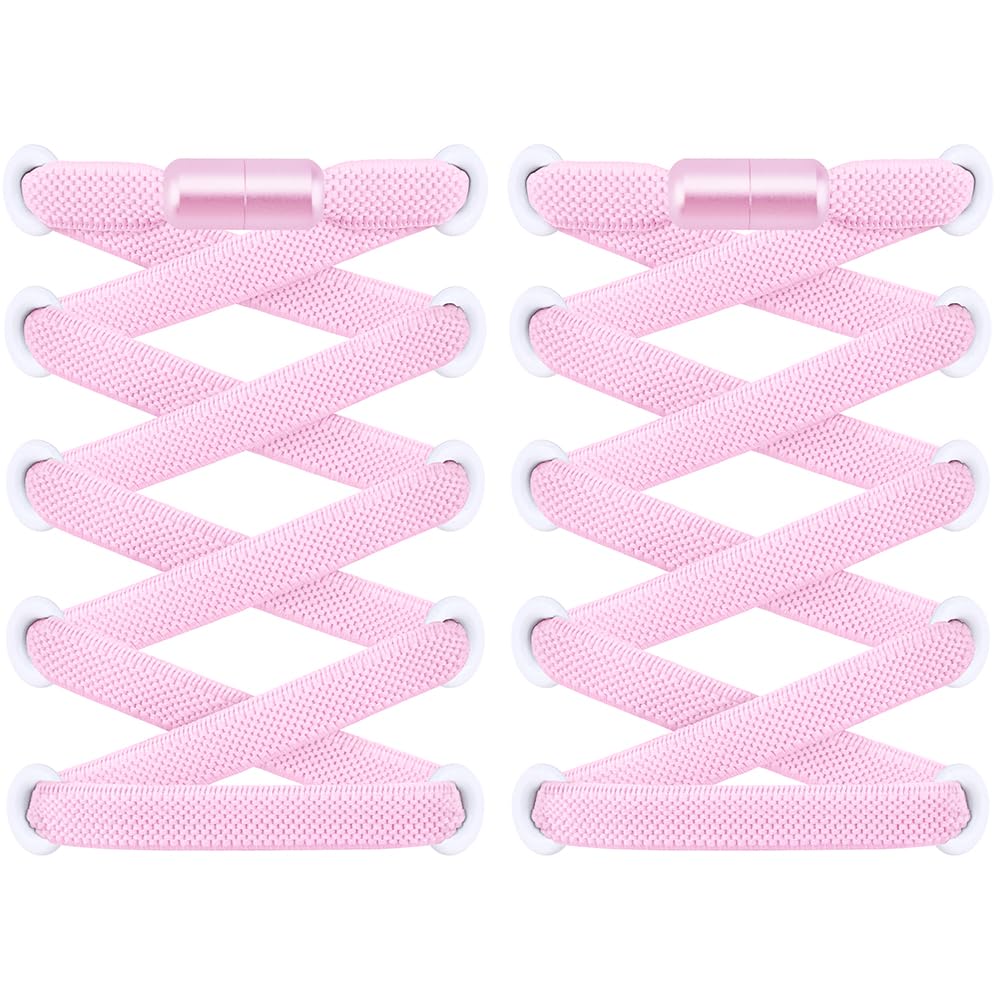 RJ-Sport 2 Pairs Flat Laces - Quick Release Elastic Laces - Quick Lacing System 