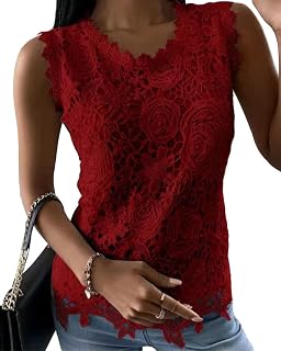 ORANDESIGNE Women's Sleeveless Tank Top Lace Vest Tank Tops Elegant T-Shirts Sleeveless Crew Neck Elegant Tank Top Turtle Neck Solid Color Basic Vest