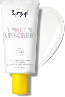 Supergoop! Unseen Sunscreen for Face, SPF 50 Clear &amp; Invisible | Clear face sunscreen, everyday use invisible sunscreen, makeup primer, weightless, scentless, non-acnegenic, all skin types